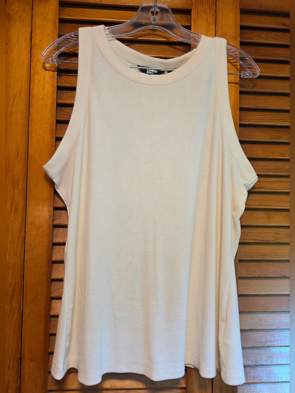 Lands' End Women's Drapey Rib Fitted Tank Top Size XL (18) Cream
